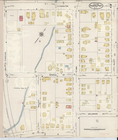 Sanborn Fire Insurance Map from Painted Post, Steuben County, New York (1943), Sheet #0007 - Complete Map Set gallery image, historic Sanborn map, vintage wall art, New York New York