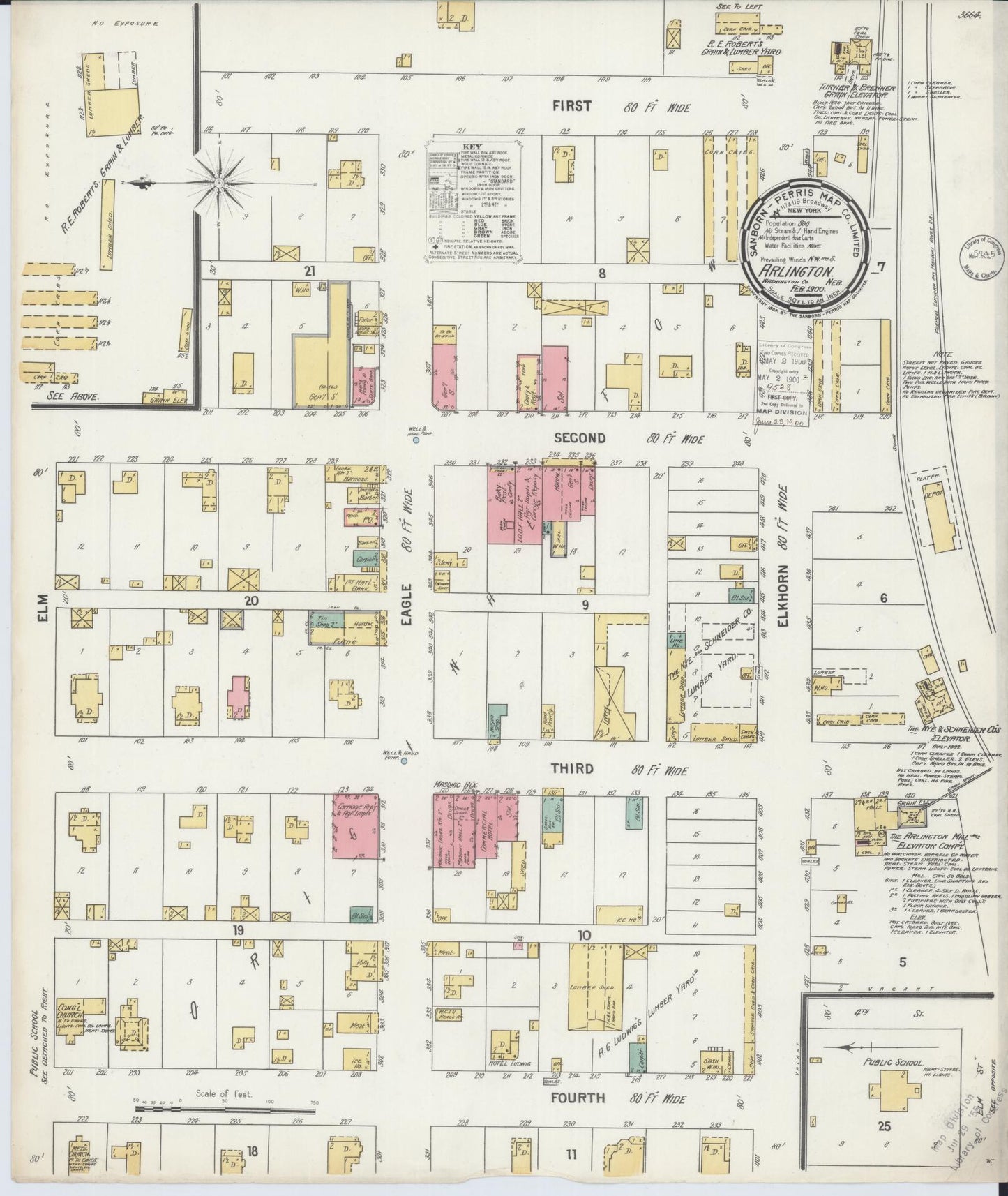 Sanborn Fire Insurance Map from Arlington, Washington County, Nebraska (1900), Sheet #0001 - Historic Sanborn Fire Insurance Map Print, vintage old map wall art, antique decor, genealogy gift, Nebraska Nebraska map