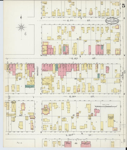 Sanborn Fire Insurance Map from Holland, Ottawa County, Michigan (1893), Sheet #0005 - Complete Map Set gallery image, historic Sanborn map, vintage wall art, Michigan Michigan