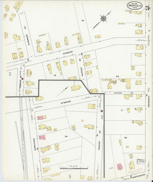 Sanborn Fire Insurance Map from Westfield, Hampden County, Massachusetts (1910), Sheet #0003 - Historic Sanborn Fire Insurance Map Print, vintage old map wall art, antique decor, genealogy gift, Massachusetts Massachusetts map