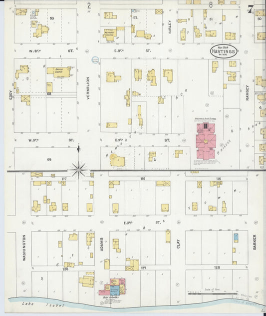 Sanborn Fire Insurance Map from Hastings, Dakota County, Minnesota (1904), Sheet #0007 - Historic Sanborn Fire Insurance Map Print, vintage old map wall art, antique decor, genealogy gift, Minnesota Minnesota map