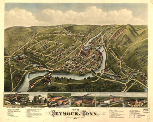 View of Seymour, Conn. 1879. (1879) – Historic Bird’s-Eye View Panorama Print