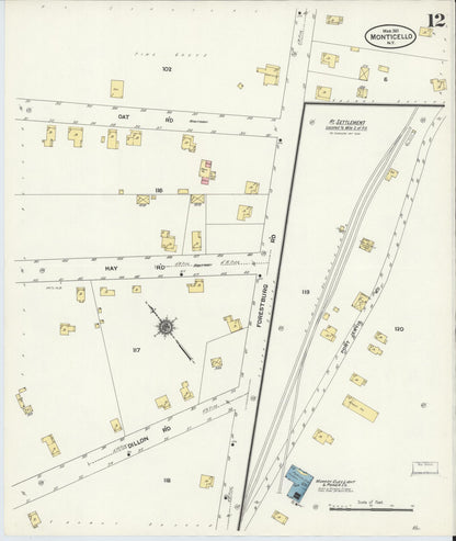 Sanborn Fire Insurance Map from Monticello, Sullivan County, New York (1911), Sheet #0012 - Historic Sanborn Fire Insurance Map Print, vintage old map wall art, antique decor, genealogy gift, New York New York map