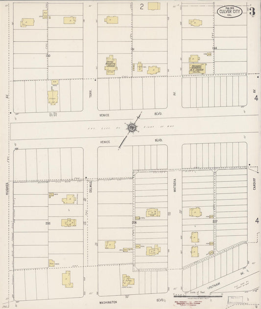 Sanborn Fire Insurance Map from Culver City, Los Angeles County, California (1919), Sheet #0003 - Historic Sanborn Fire Insurance Map Print, vintage old map wall art, antique decor, genealogy gift, California California map