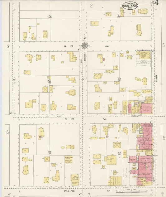 Sanborn Fire Insurance Map from Forest Grove, Washington County, Oregon (1912), Sheet #0004 - Historic Sanborn Fire Insurance Map Print, vintage old map wall art, antique decor, genealogy gift, Oregon Oregon map