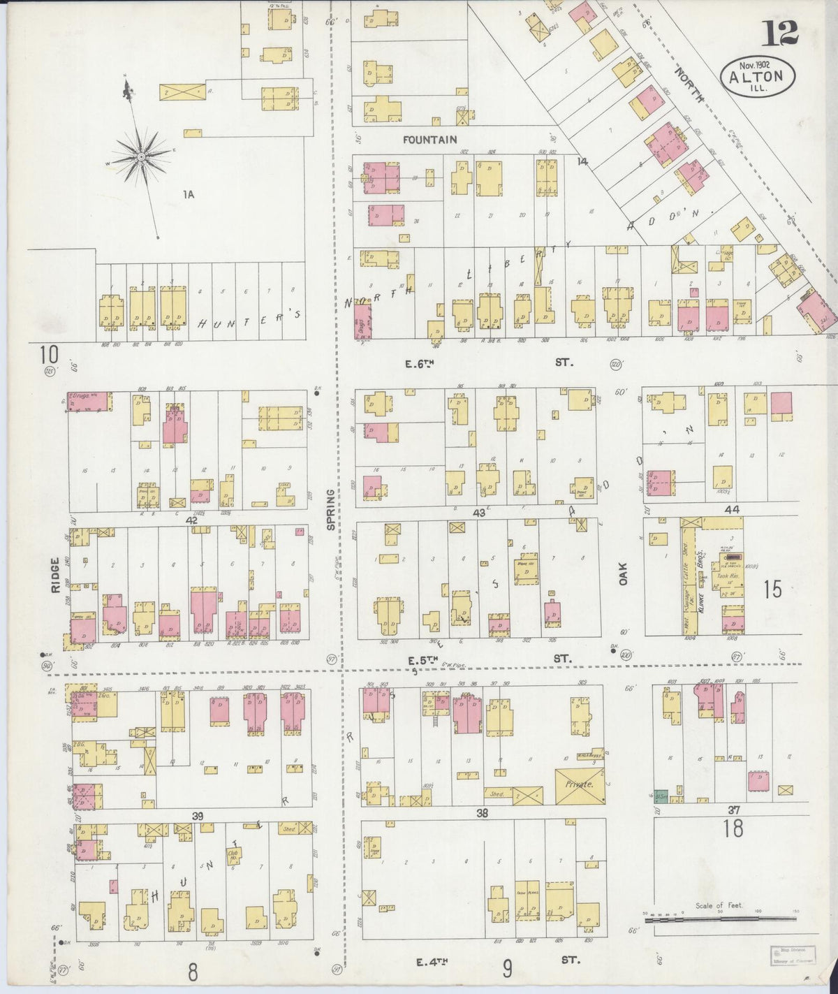 Sanborn Fire Insurance Map from Alton, Madison County, Illinois (1902), Sheet #0012 - Historic Sanborn Fire Insurance Map Print, vintage old map wall art, antique decor, genealogy gift, Illinois Illinois map