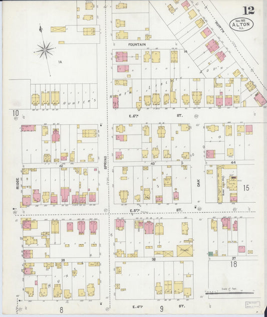 Sanborn Fire Insurance Map from Alton, Madison County, Illinois (1902), Sheet #0012 - Historic Sanborn Fire Insurance Map Print, vintage old map wall art, antique decor, genealogy gift, Illinois Illinois map