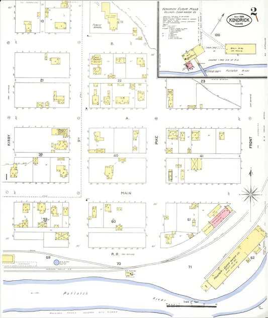 Sanborn Fire Insurance Map from Kendrick, Latah County, Idaho (1909), Sheet #0002 - Historic Sanborn Fire Insurance Map Print, vintage old map wall art, antique decor, genealogy gift, Idaho Idaho map