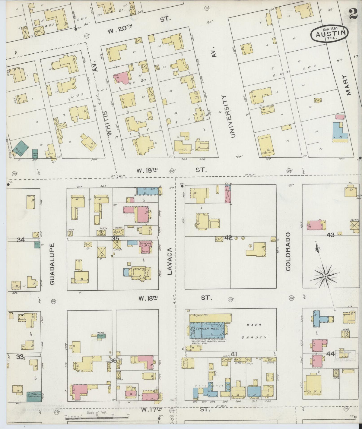 Sanborn Fire Insurance Map from Austin, Travis County, Texas (1894), Sheet #0002 - Complete Map Set gallery image, historic Sanborn map, vintage wall art, Texas Texas