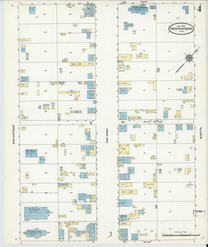 Sanborn Fire Insurance Map from Fredericksburg, Gillespie County, Texas (1910), Sheet #0004 - Complete Map Set gallery image, historic Sanborn map, vintage wall art, Texas Texas