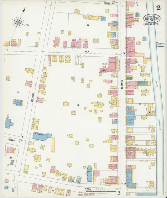 Sanborn Fire Insurance Map from Royersford, Montgomery County, Pennsylvania (1902), Sheet #0002 - Historic Sanborn Fire Insurance Map Print, vintage old map wall art, antique decor, genealogy gift, Pennsylvania Pennsylvania map