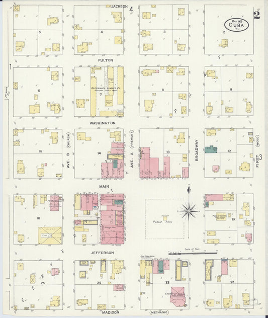 Sanborn Fire Insurance Map from Cuba, Fulton County, Illinois (1909), Sheet #0002 - Historic Sanborn Fire Insurance Map Print, vintage old map wall art, antique decor, genealogy gift, Illinois Illinois map