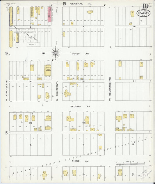 Sanborn Fire Insurance Map from Kearney, Buffalo County, Nebraska (1909), Sheet #0018 - Historic Sanborn Fire Insurance Map Print, vintage old map wall art, antique decor, genealogy gift, Nebraska Nebraska map