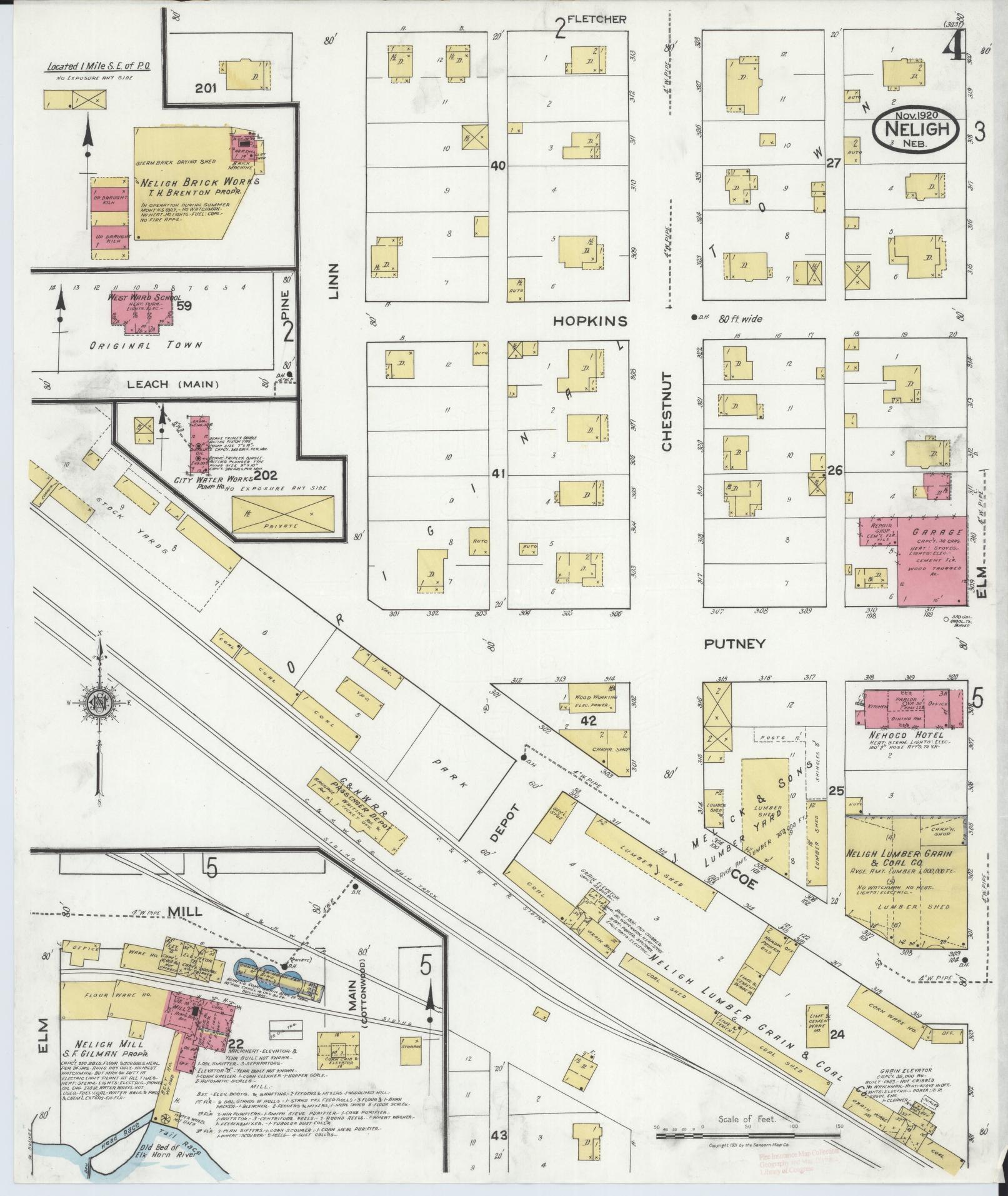 Sanborn Fire Insurance Map from Neligh, Antelope County, Nebraska (1920), Sheet #0004 - Complete Map Set gallery image, historic Sanborn map, vintage wall art, Nebraska Nebraska