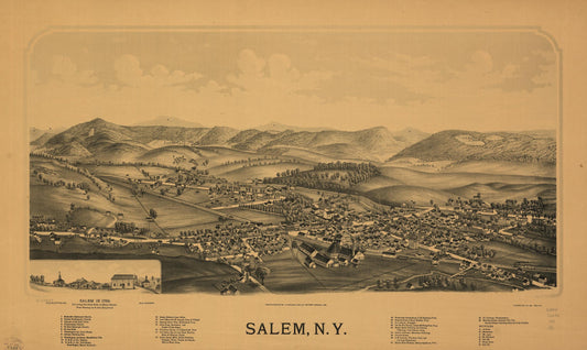 Salem, N.Y. (1889) – Historic Bird’s-Eye View Panorama Print