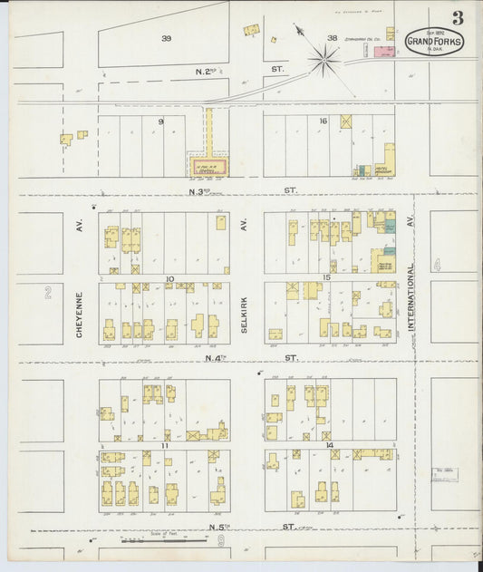 Sanborn Fire Insurance Map from Grand Forks, Grand Forks County, North Dakota (1892), Sheet #0003 - Historic Sanborn Fire Insurance Map Print, vintage old map wall art, antique decor, genealogy gift, North Dakota North Dakota map