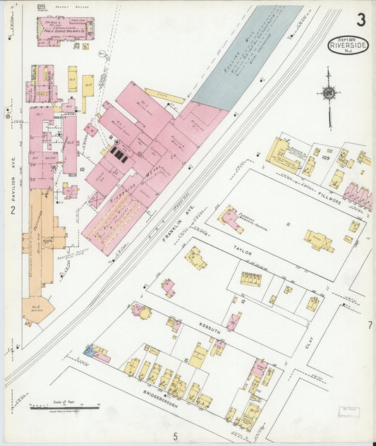 Sanborn Fire Insurance Map from Riverside, Burlington County, New Jersey (1919), Sheet #0003 - Historic Sanborn Fire Insurance Map Print, vintage old map wall art, antique decor, genealogy gift, New Jersey New Jersey map