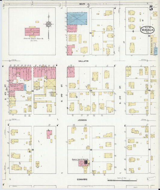 Sanborn Fire Insurance Map from Vandalia, Fayette County, Illinois (1912), Sheet #0005 - Historic Sanborn Fire Insurance Map Print, vintage old map wall art, antique decor, genealogy gift, Illinois Illinois map