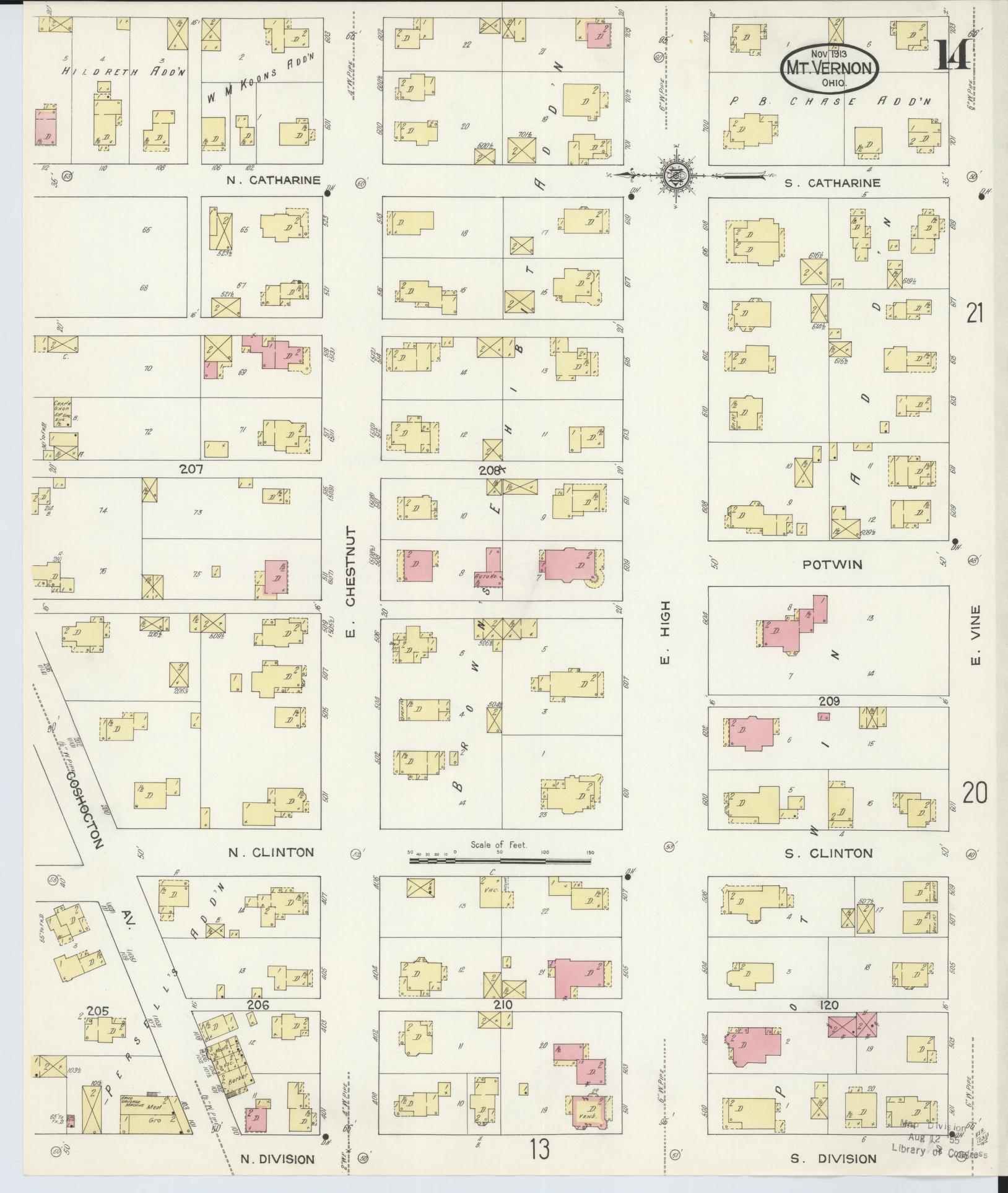 Sanborn Fire Insurance Map from Mount Vernon, Knox County, Ohio (1913), Sheet #0014 - Complete Map Set gallery image, historic Sanborn map, vintage wall art, Ohio Ohio