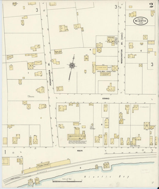 Sanborn Fire Insurance Map from Niantic, New London County, Connecticut (1911), Sheet #0002 - Historic Sanborn Fire Insurance Map Print, vintage old map wall art, antique decor, genealogy gift, Connecticut Connecticut map