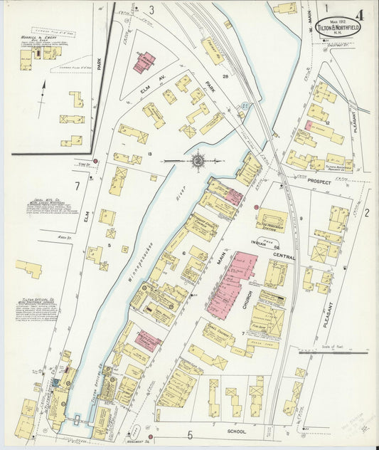 Sanborn Fire Insurance Map from Tilton, Belknap County, New Hampshire (1912), Sheet #0004 - Historic Sanborn Fire Insurance Map Print, vintage old map wall art, antique decor, genealogy gift, New Hampshire New Hampshire map