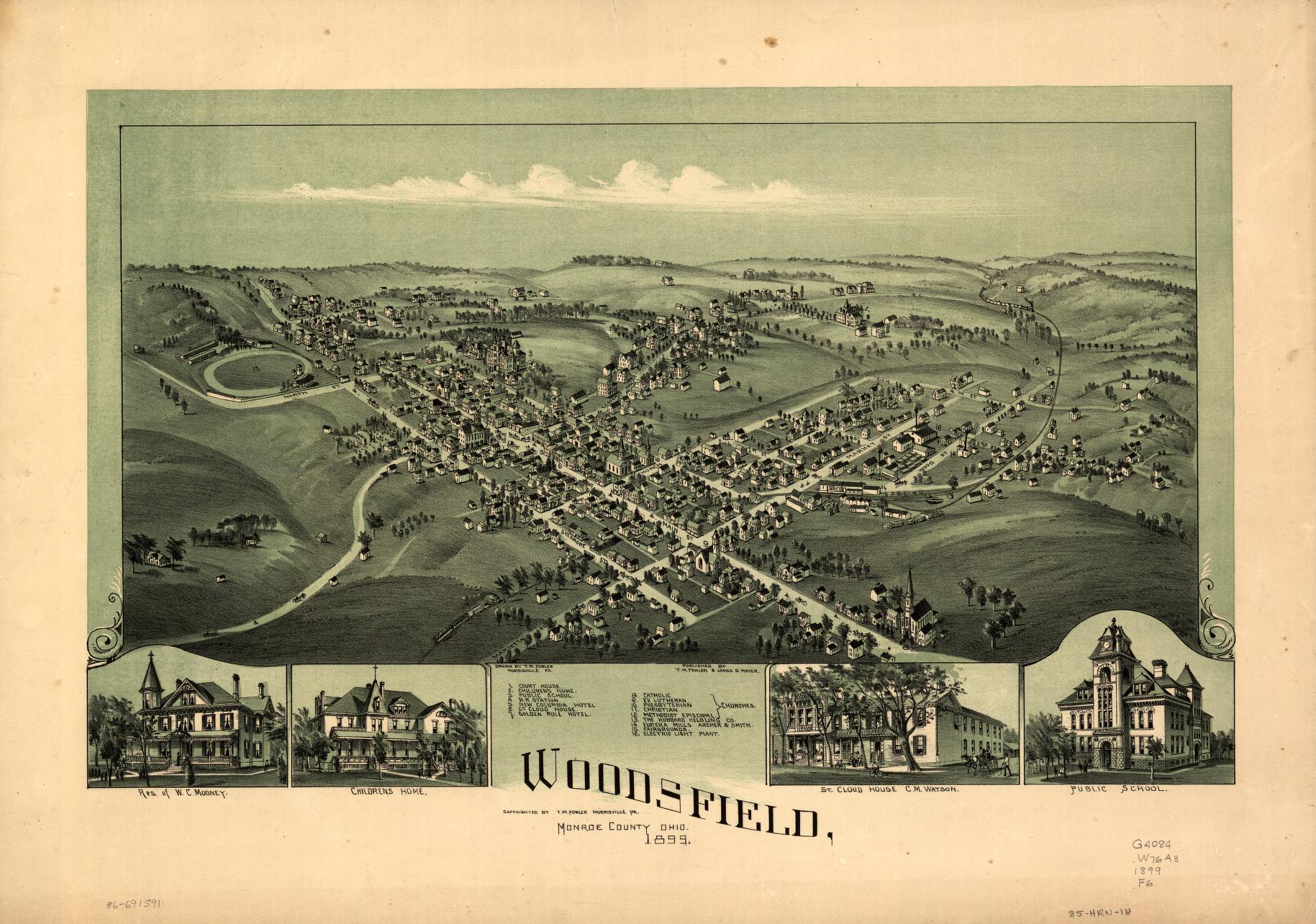 Woodsfield, Monroe County, Ohio, 1899 (1899) – Historic Bird’s-Eye View Panorama Print