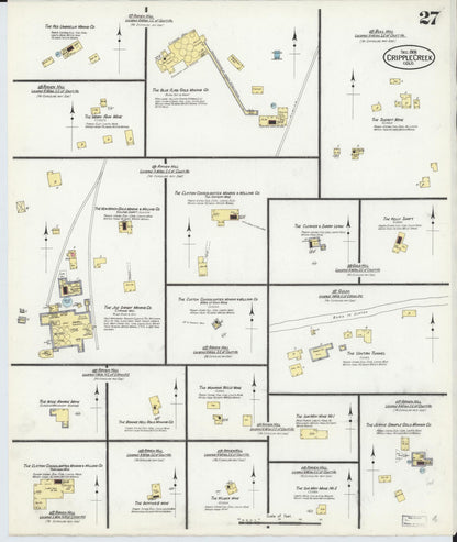 Sanborn Fire Insurance Map from Cripple Creek, Teller County, Colorado (1908), Sheet #0027 - Complete Map Set gallery image, historic Sanborn map, vintage wall art, Colorado Colorado