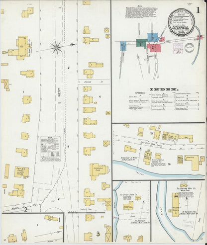 Sanborn Fire Insurance Map from Litchfield, Litchfield County, Connecticut (1901), Sheet #0001 - Complete Map Set gallery image, historic Sanborn map, vintage wall art, Connecticut Connecticut