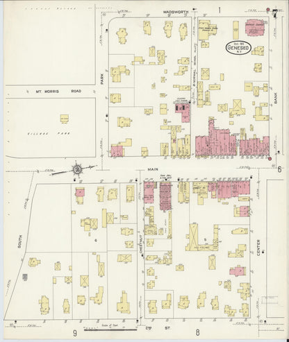 Sanborn Fire Insurance Map from Geneseo, Livingston County, New York (1913), Sheet #0007 - Complete Map Set gallery image, historic Sanborn map, vintage wall art, New York New York