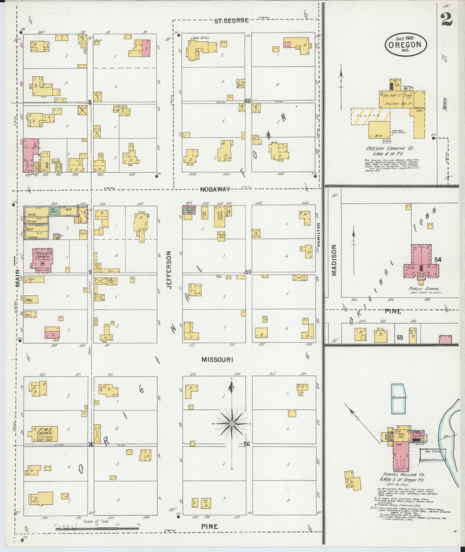 Sanborn Fire Insurance Map from Oregon, Holt County, Missouri (1900), Sheet #0002 - Historic Sanborn Fire Insurance Map Print, vintage old map wall art, antique decor, genealogy gift, Oregon Oregon map