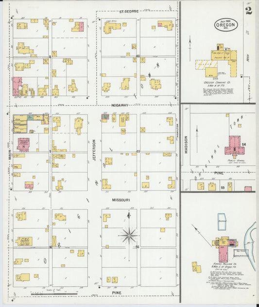 Sanborn Fire Insurance Map from Oregon, Holt County, Missouri (1900), Sheet #0002 - Historic Sanborn Fire Insurance Map Print, vintage old map wall art, antique decor, genealogy gift, Oregon Oregon map