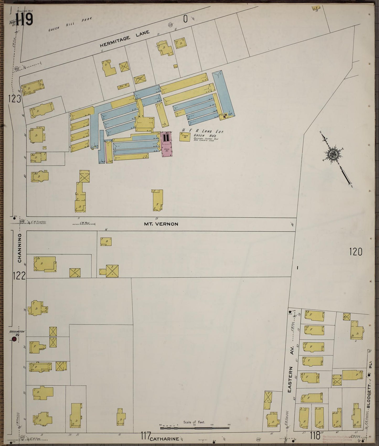 Sanborn Fire Insurance Map from Worcester, Worcester County, Massachusetts (1910), Sheet #0119 - Historic Sanborn Fire Insurance Map Print, vintage old map wall art, antique decor, genealogy gift, Massachusetts Massachusetts map