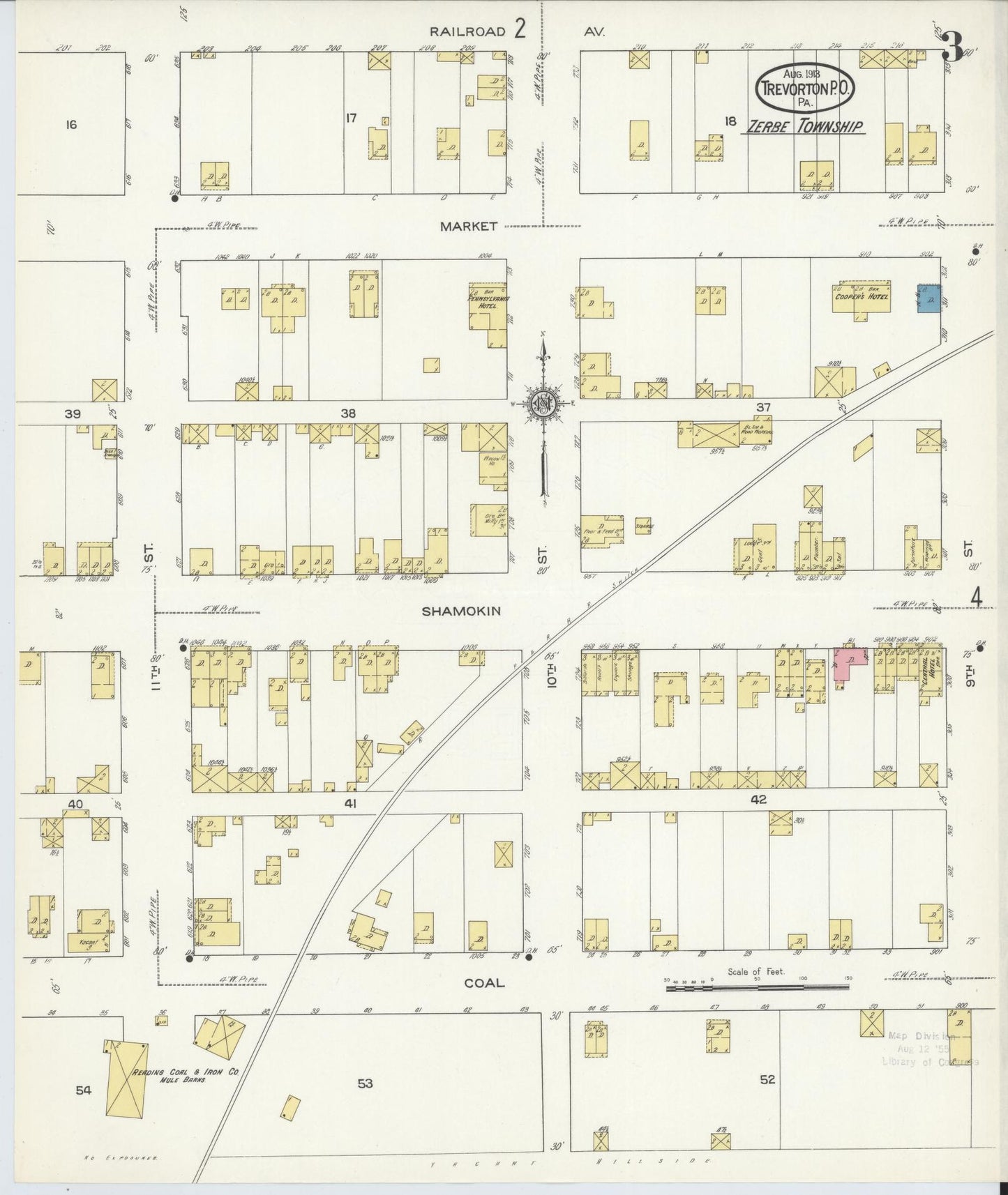 Sanborn Fire Insurance Map from Trevorton Post Office, Northumberland County, Pennsylvania (1913), Sheet #0003 - Complete Map Set gallery image, historic Sanborn map, vintage wall art, Pennsylvania Pennsylvania