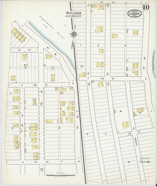 Sanborn Fire Insurance Map from Logan, Logan County, West Virginia (1918), Sheet #0010 - Historic Sanborn Fire Insurance Map Print, vintage old map wall art, antique decor, genealogy gift, West Virginia West Virginia map