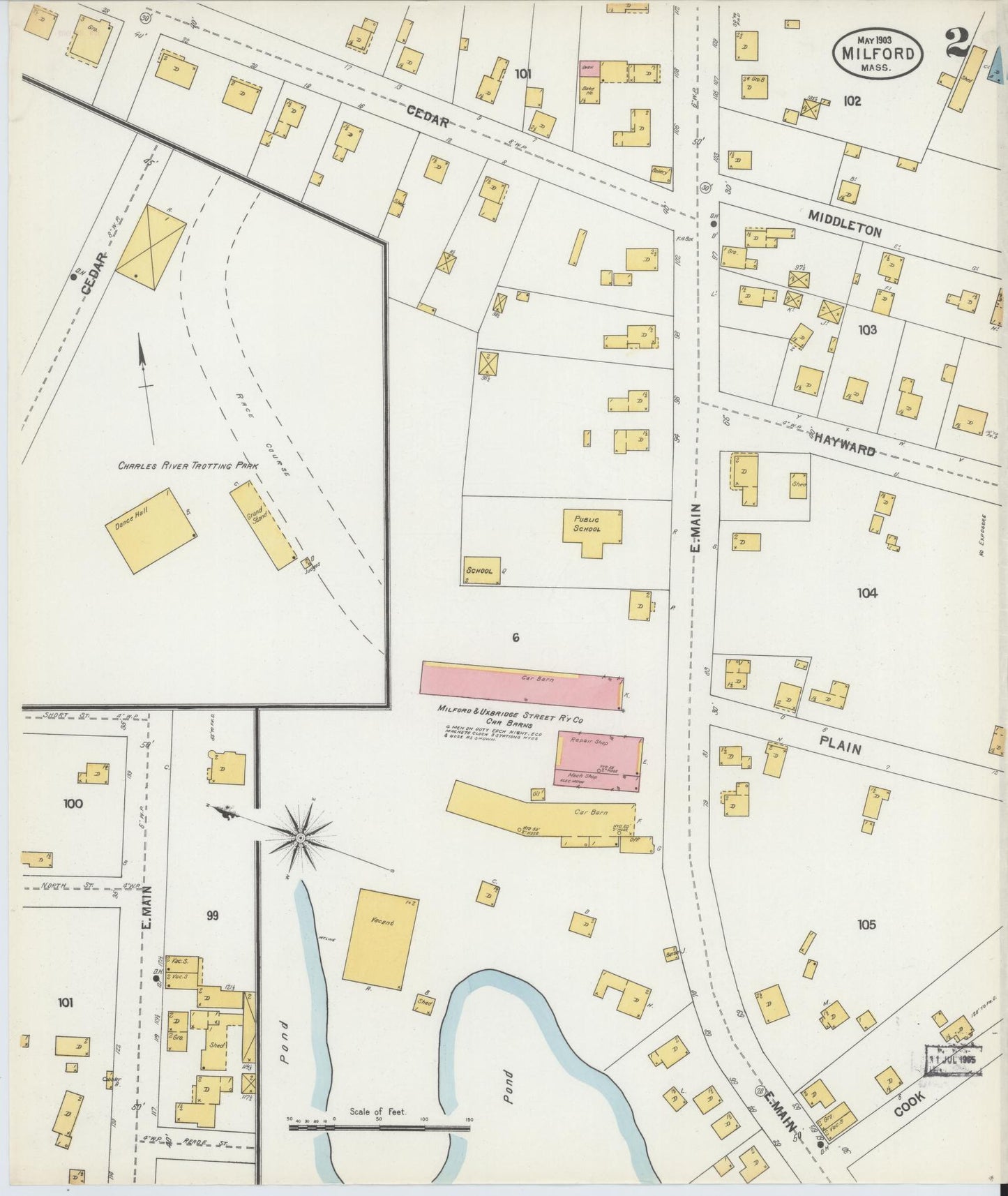 Sanborn Fire Insurance Map from Milford, Worcester County, Massachusetts (1903), Sheet #0002 - Complete Map Set gallery image, historic Sanborn map, vintage wall art, Massachusetts Massachusetts