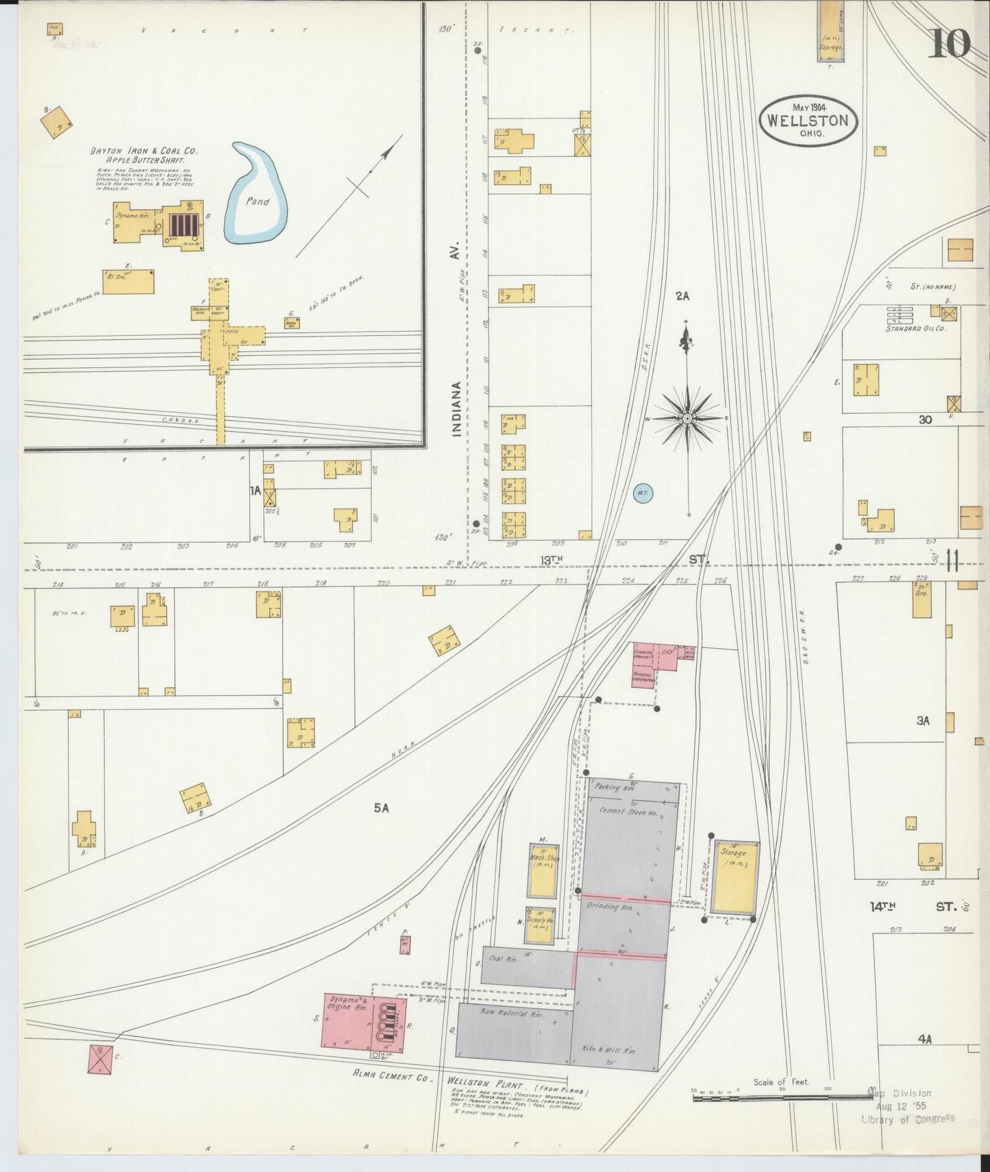 Sanborn Fire Insurance Map from Wellston, Jackson County, Ohio (1904), Sheet #0010 - Historic Sanborn Fire Insurance Map Print, vintage old map wall art, antique decor, genealogy gift, Ohio Ohio map