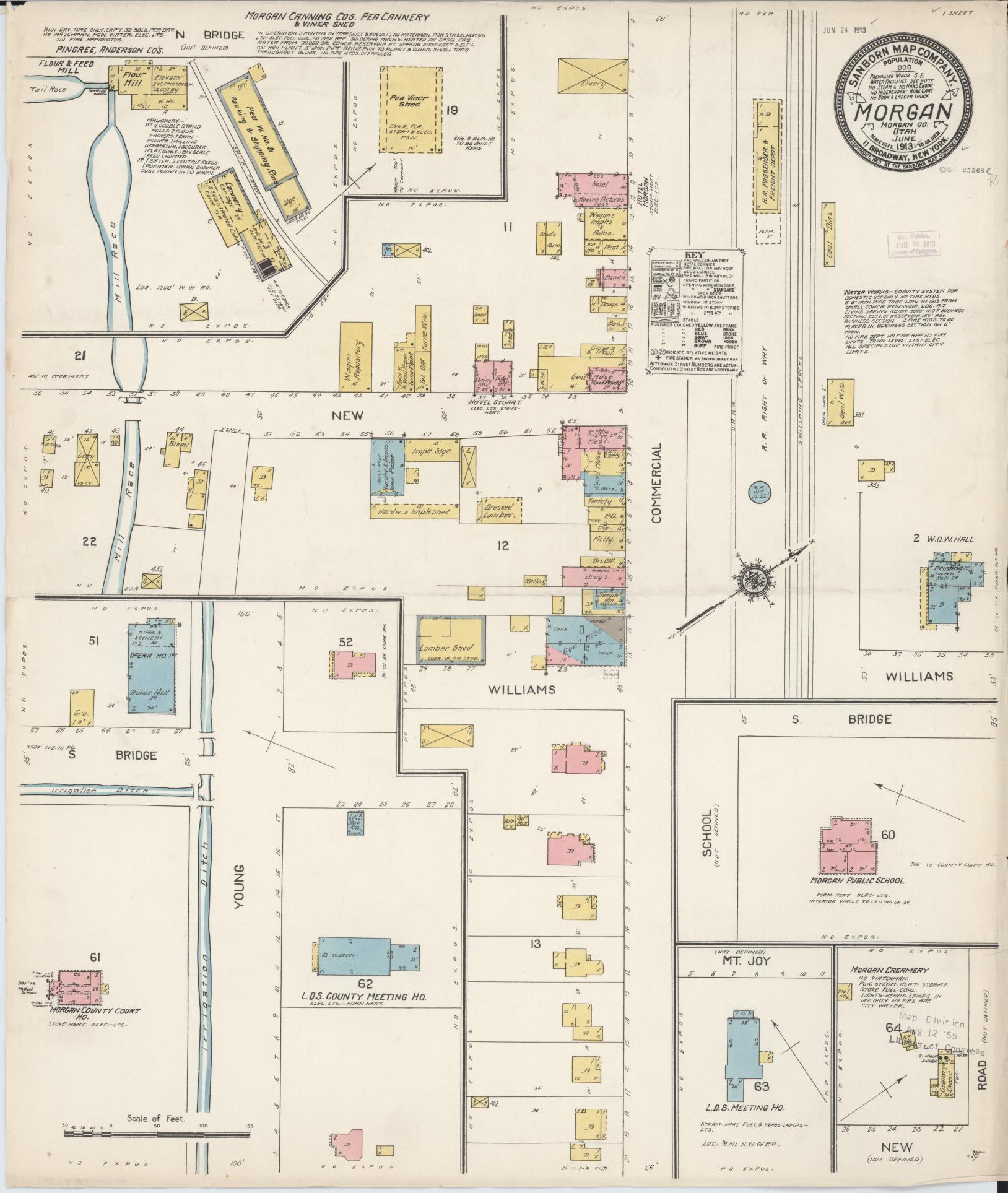 Sanborn Fire Insurance Map from Morgan, Morgan County, Utah (1913), Sheet #0001 - Historic Sanborn Fire Insurance Map Print, vintage old map wall art, antique decor, genealogy gift, Utah Utah map
