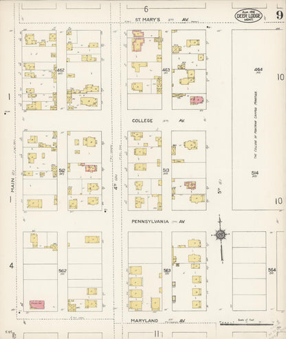 Sanborn Fire Insurance Map from Deer Lodge, Powell County, Montana (1912), Sheet #0009 - Complete Map Set gallery image, historic Sanborn map, vintage wall art, Montana Montana