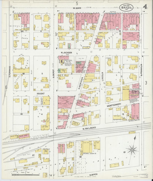 Sanborn Fire Insurance Map from Brazil, Clay County, Indiana (1902), Sheet #0004 - Historic Sanborn Fire Insurance Map Print, vintage old map wall art, antique decor, genealogy gift, Indiana Indiana map