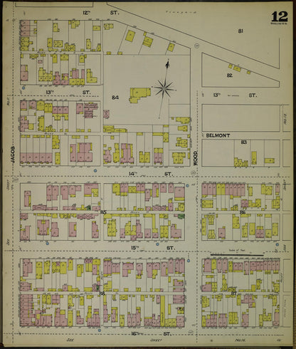 Sanborn Fire Insurance Map from Wheeling, Ohio County, West Virginia (1890), Sheet #0012 - Complete Map Set gallery image, historic Sanborn map, vintage wall art, West Virginia West Virginia