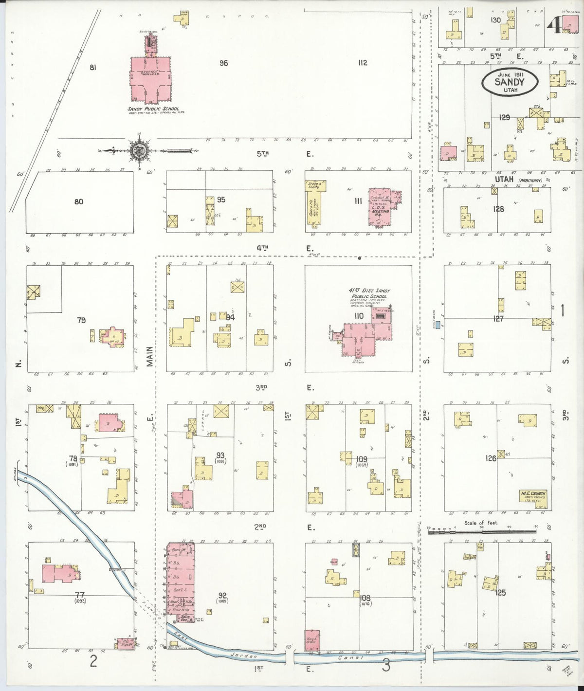 Sanborn Fire Insurance Map from Sandy, Salt Lake County, Utah (1911), Sheet #0005 - Historic Sanborn Fire Insurance Map Print, vintage old map wall art, antique decor, genealogy gift, Utah Utah map