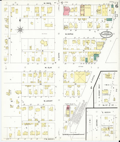 Sanborn Fire Insurance Map from Cherokee, Cherokee County, Iowa (1909), Sheet #0006 - Historic Sanborn Fire Insurance Map Print