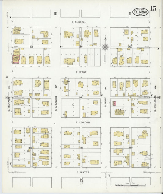Sanborn Fire Insurance Map from El Reno, Canadian County, Oklahoma (1920), Sheet #0015 - Historic Sanborn Fire Insurance Map Print, vintage old map wall art, antique decor, genealogy gift, Oklahoma Oklahoma map