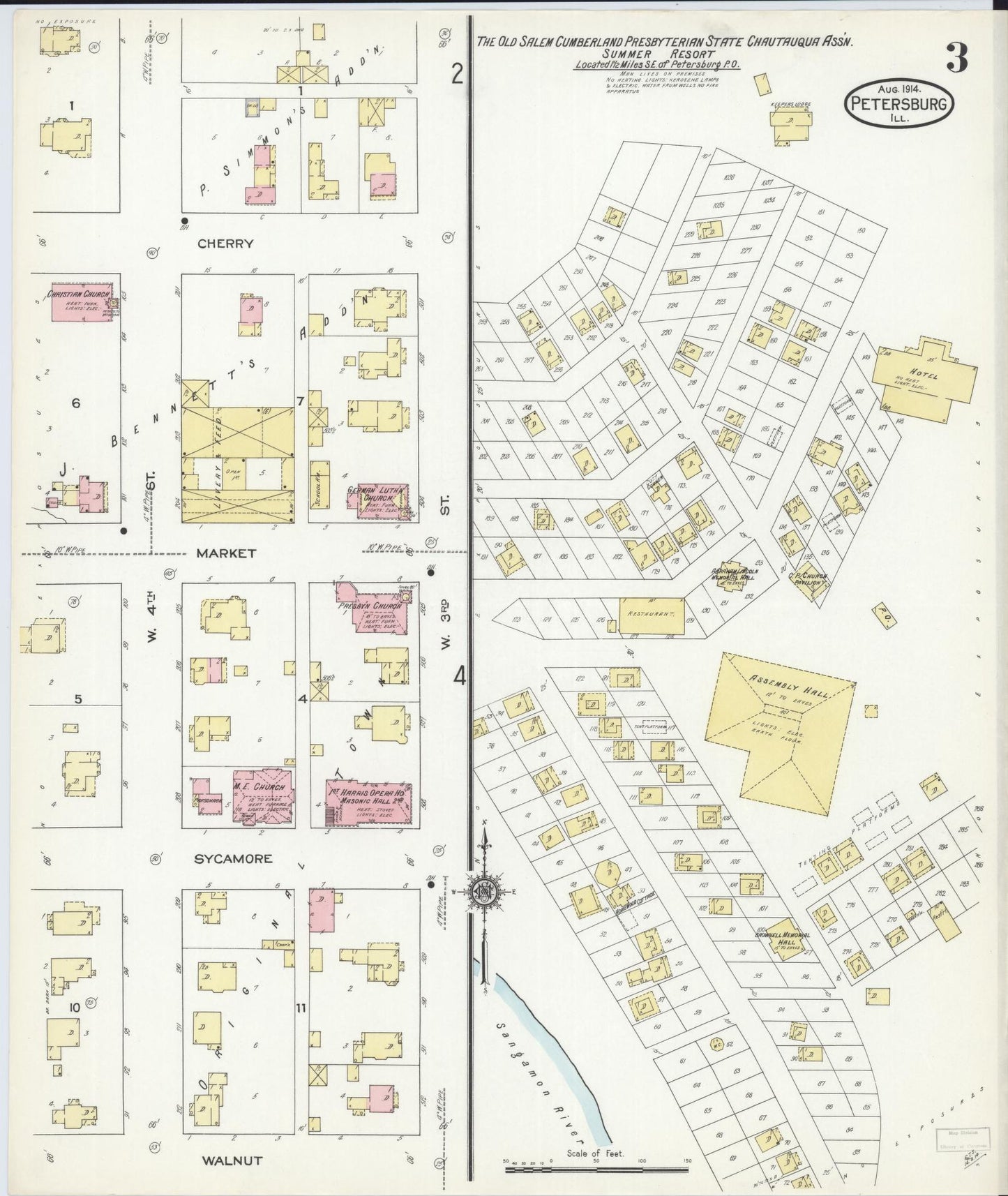 Sanborn Fire Insurance Map from Petersburg, Menard County, Illinois (1914), Sheet #0003 - Complete Map Set gallery image, historic Sanborn map, vintage wall art, Illinois Illinois