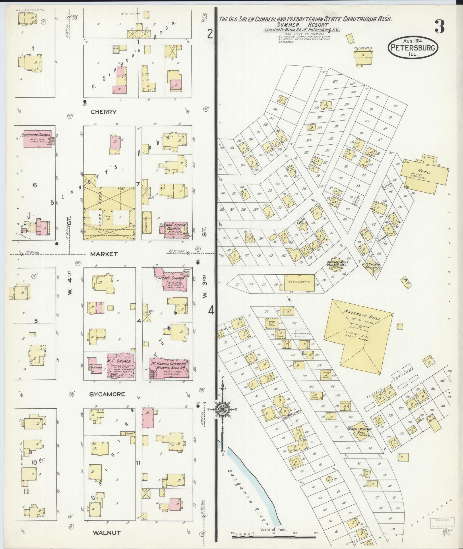 Sanborn Fire Insurance Map from Petersburg, Menard County, Illinois (1914), Sheet #0003 - Complete Map Set gallery image, historic Sanborn map, vintage wall art, Illinois Illinois