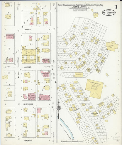 Sanborn Fire Insurance Map from Petersburg, Menard County, Illinois (1914), Sheet #0003 - Complete Map Set gallery image, historic Sanborn map, vintage wall art, Illinois Illinois
