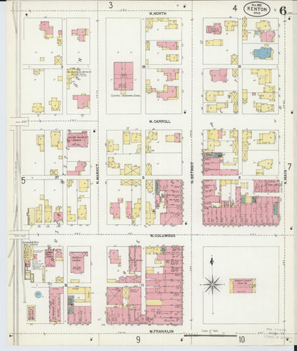 Sanborn Fire Insurance Map from Kenton, Hardin County, Ohio (1902), Sheet #0006 - Historic Sanborn Fire Insurance Map Print, vintage old map wall art, antique decor, genealogy gift, Ohio Ohio map