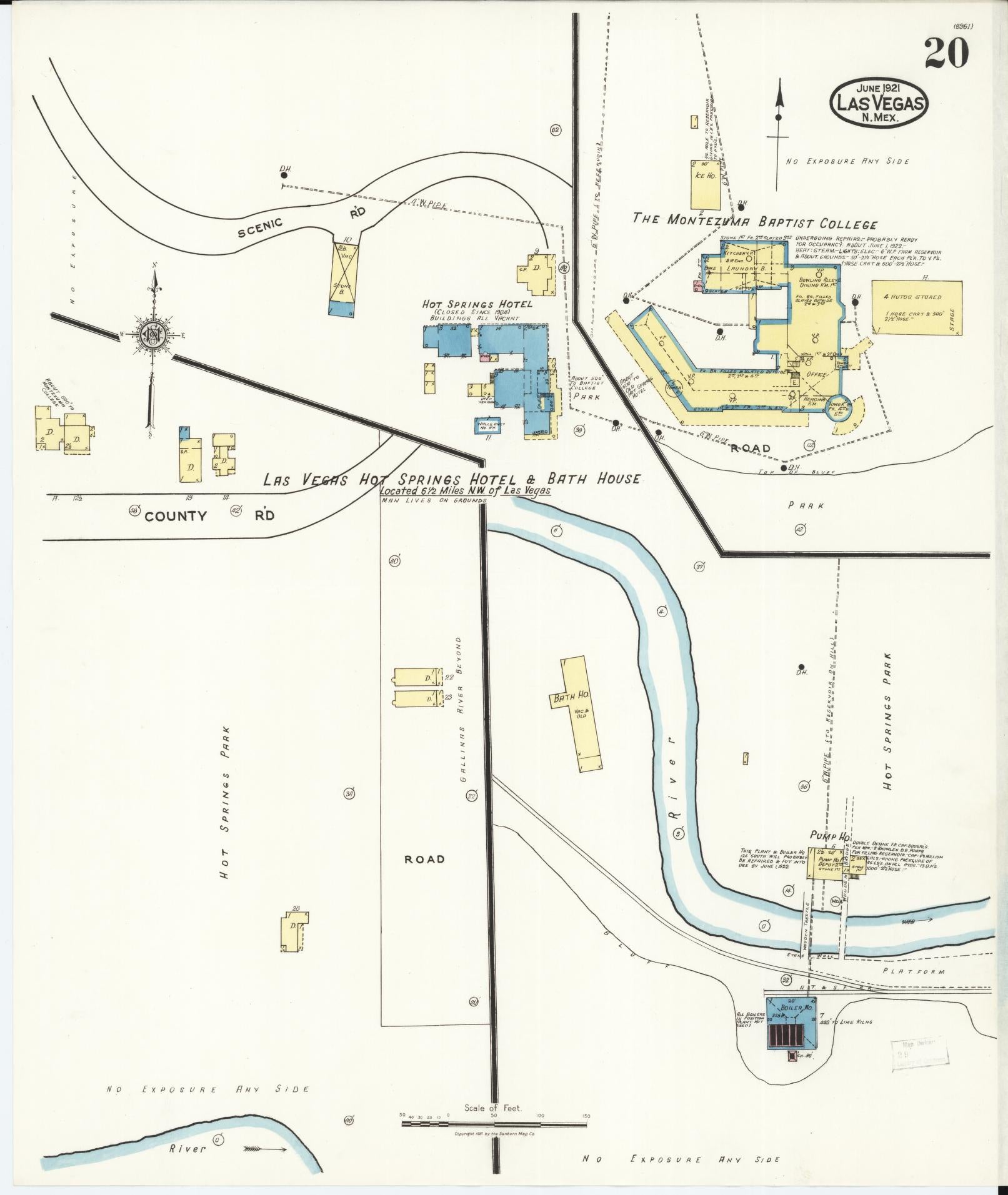 Sanborn Fire Insurance Map from Las Vegas, San Miguel County, New Mexico (1921), Sheet #0020 - Complete Map Set gallery image, historic Sanborn map, vintage wall art, New Mexico New Mexico