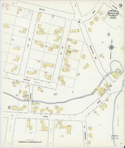 Sanborn Fire Insurance Map from Madison, Somerset County, Maine (1911), Sheet #0009 - Complete Map Set gallery image, historic Sanborn map, vintage wall art, Maine Maine