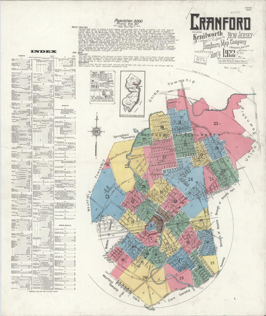 Sanborn Fire Insurance Map from Cranford, Union County, New Jersey. (1922) – Historic Sanborn Fire Insurance Map Print